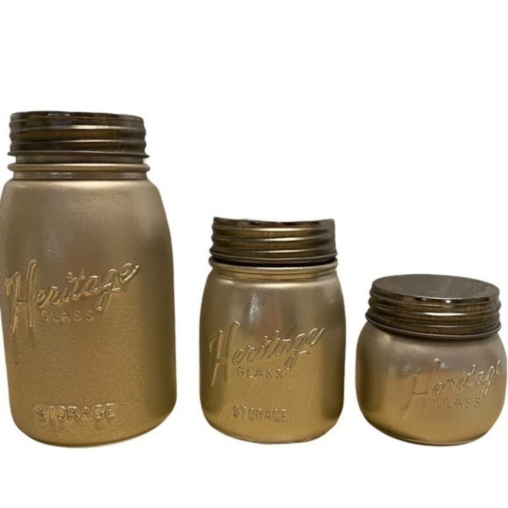 Set of 3 Silver Quart Mason Jars